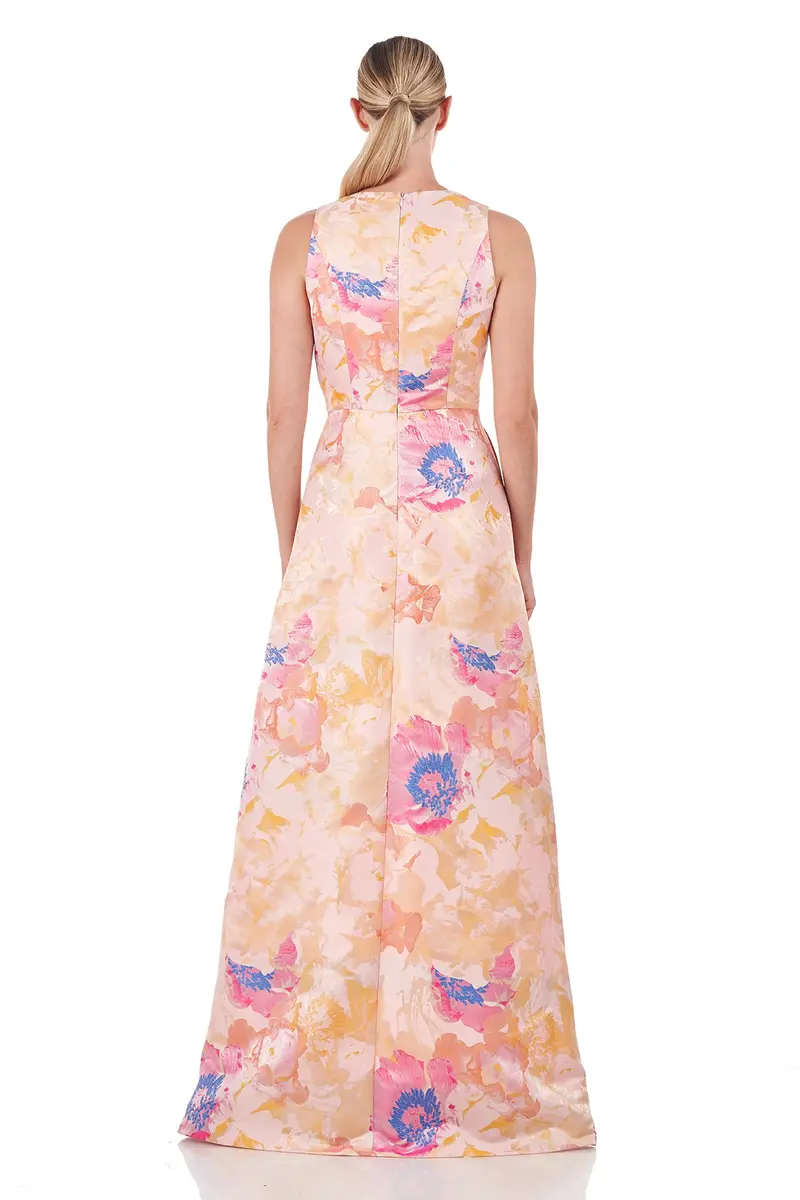 Abstract Floral Jacquard Walk-Thru Jumpsuit 2
