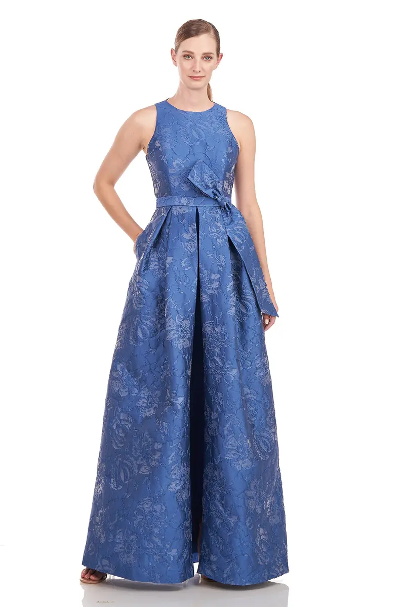 Adelaide Floral Jacquard Walk-Through Jumpsuit