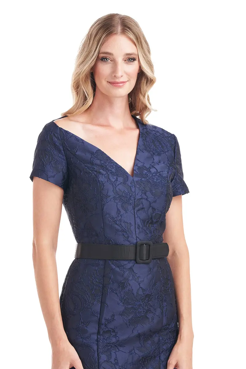Adrianna Textured Floral Jacquard Asymmetric Midi Dress
