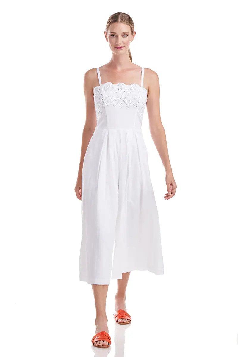 Amanda Eyelet-Trimmed Cotton Jumpsuit