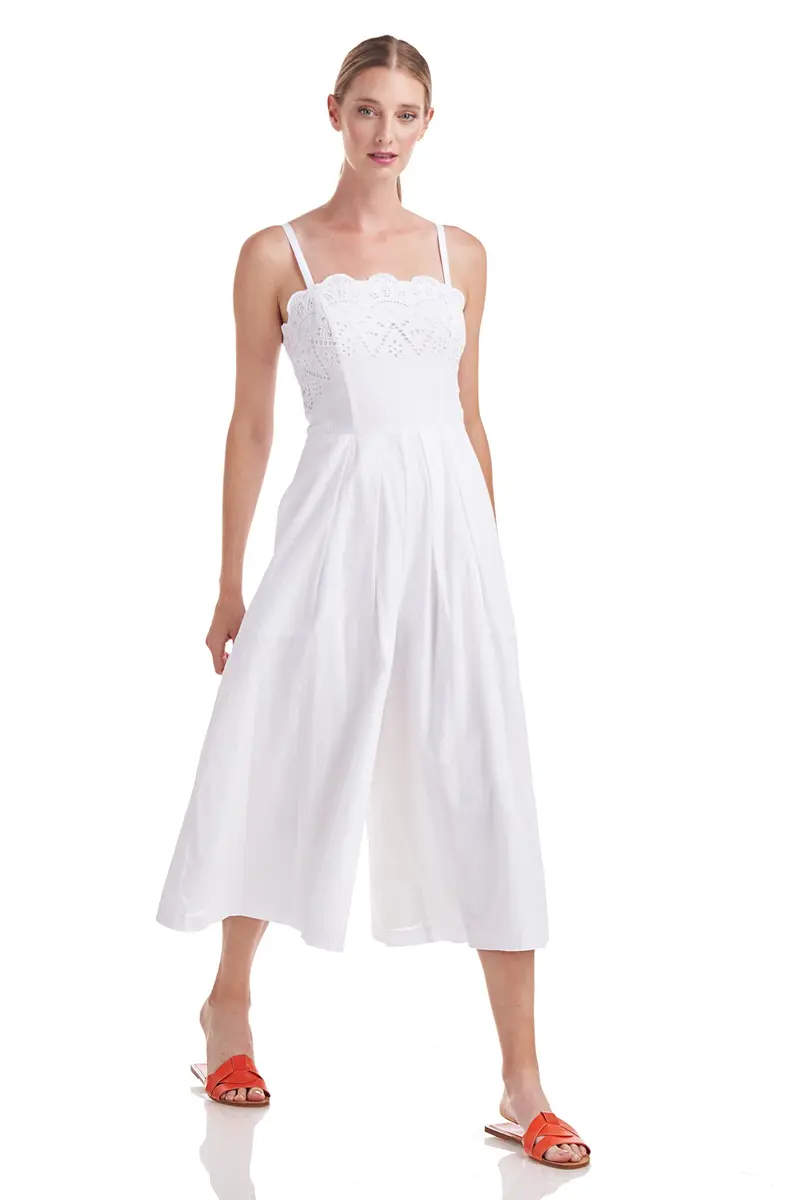 Amanda Eyelet-Trimmed Cotton Jumpsuit