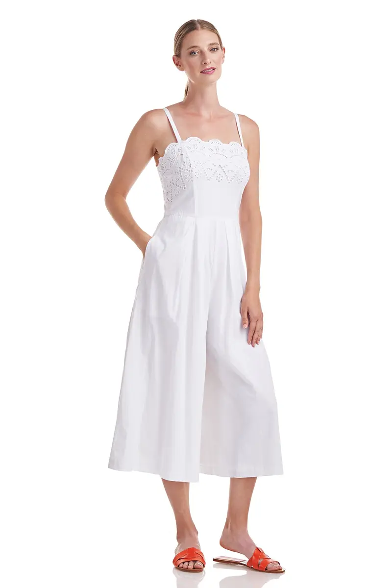 Amanda Eyelet-Trimmed Cotton Jumpsuit