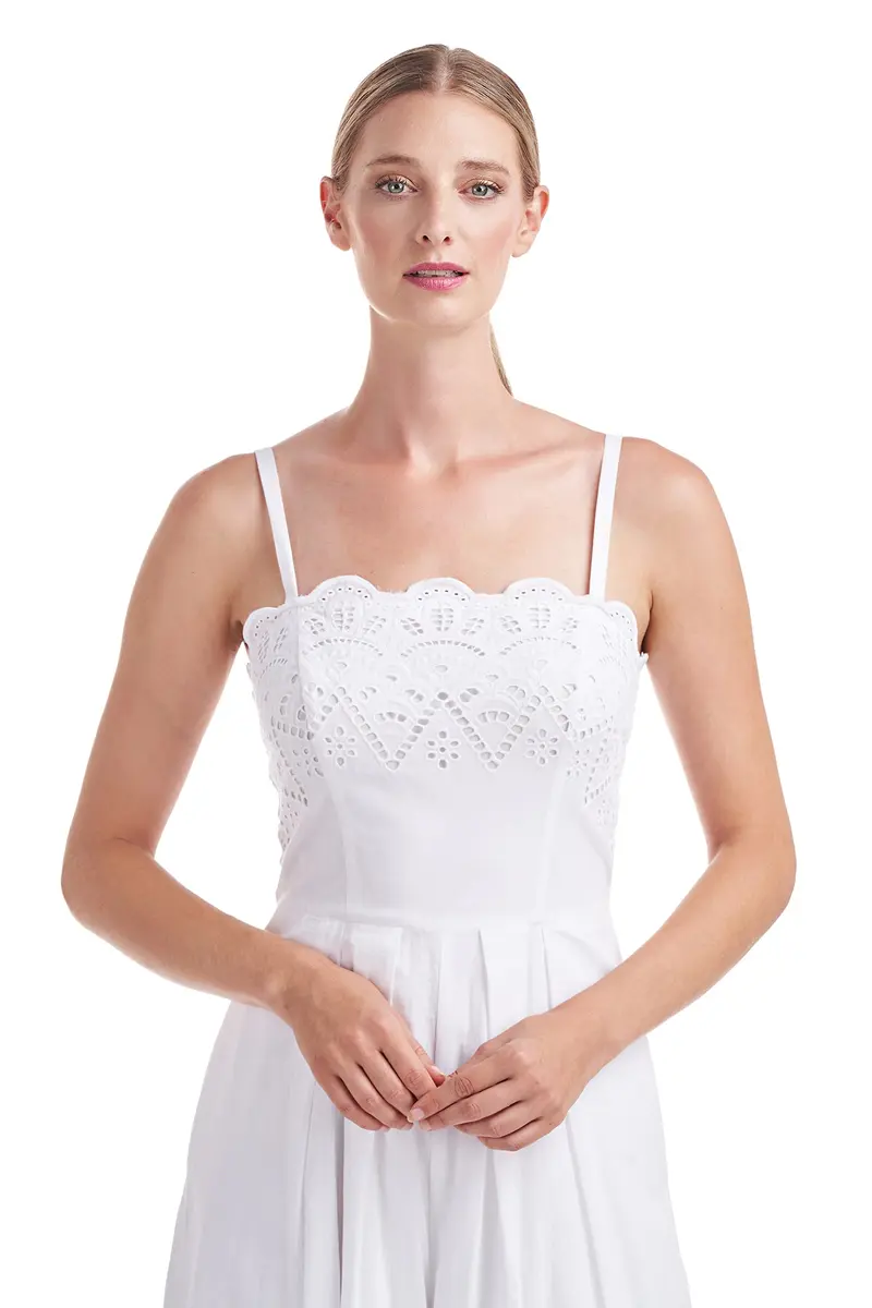 Amanda Eyelet-Trimmed Cotton Jumpsuit