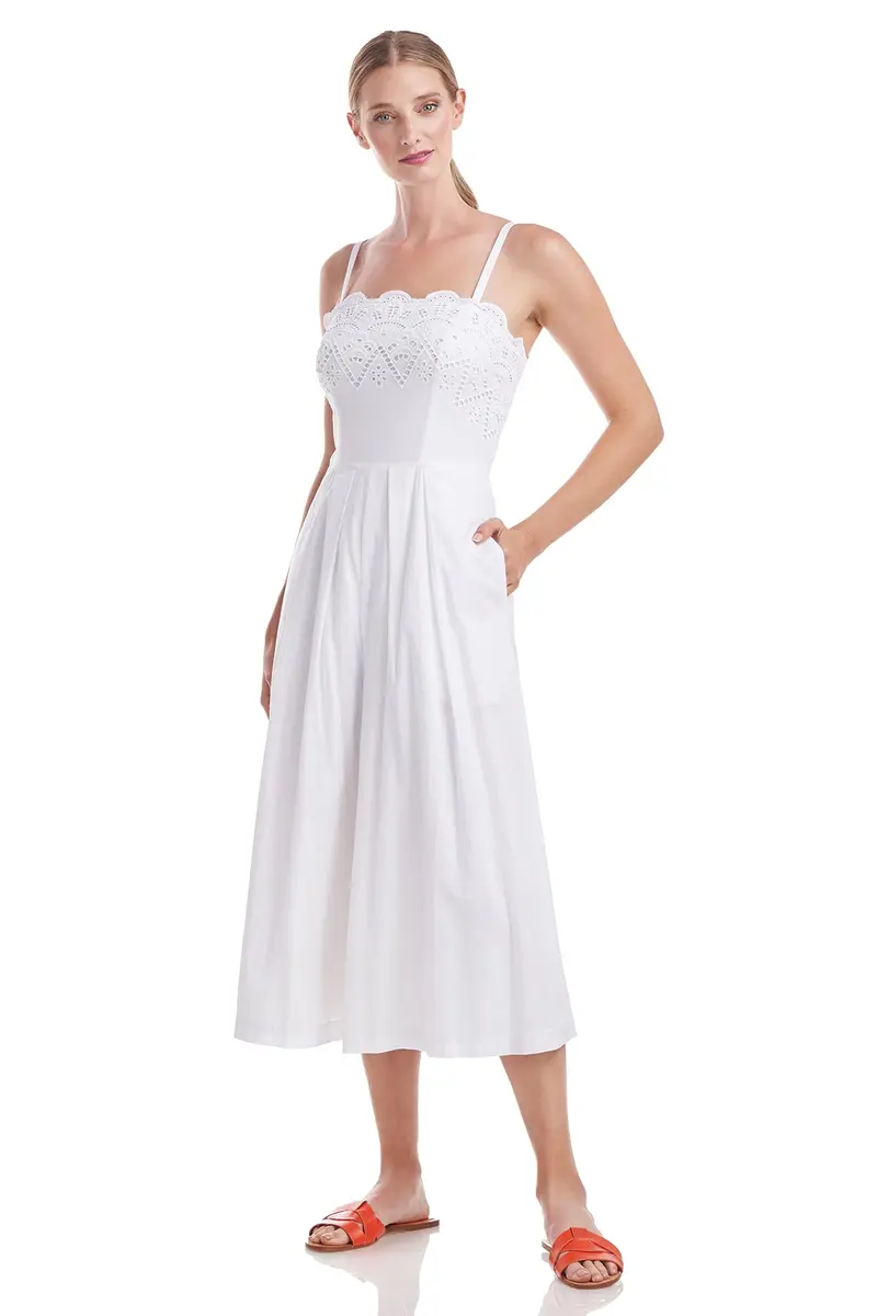 Amanda Eyelet-Trimmed Cotton Jumpsuit