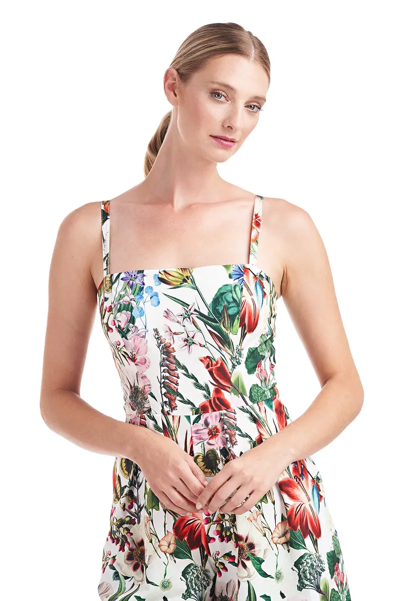 Amanda Spring Garden Print Polyester Jumpsuit