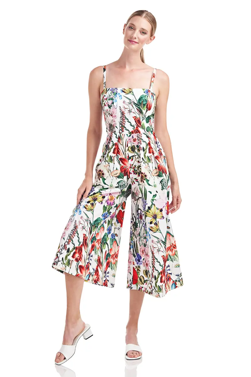 Amanda Spring Garden Print Polyester Jumpsuit