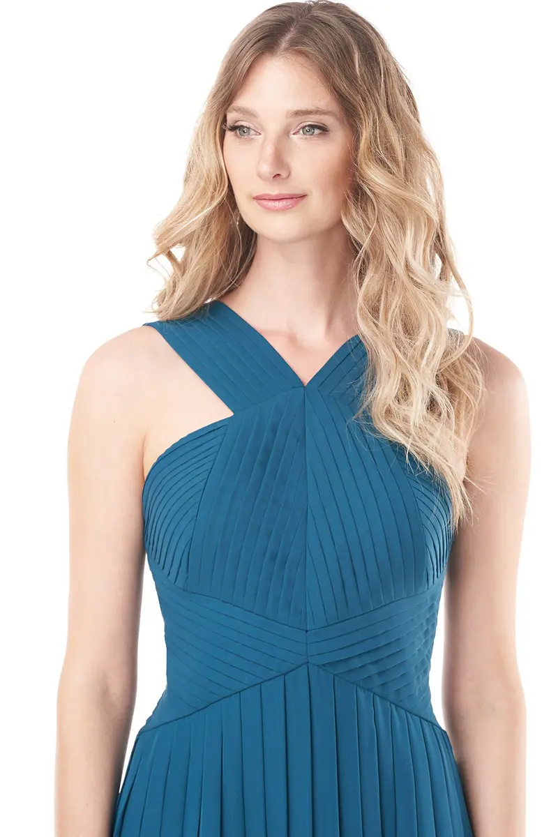 Amelia Halter Pleated Chiffon Gown