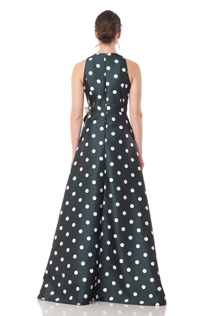 Andrea Polka Dot Elastic Jacquard Walk-Thru Jumpsuit