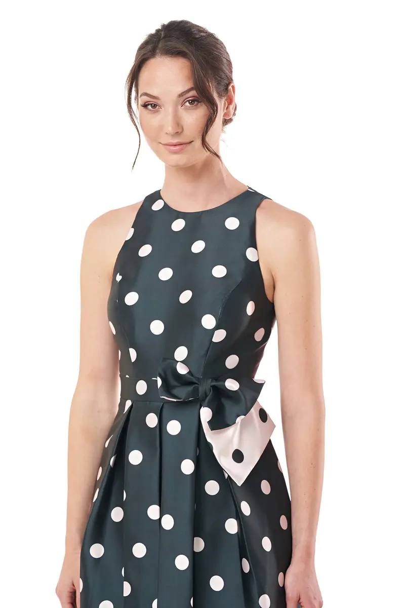 Andrea Polka Dot Elastic Jacquard Walk-Thru Jumpsuit