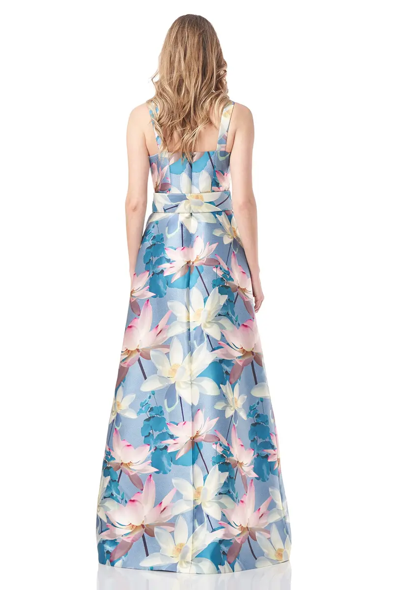 Annabella Lotus Print Column Gown with Detachable Belt 2