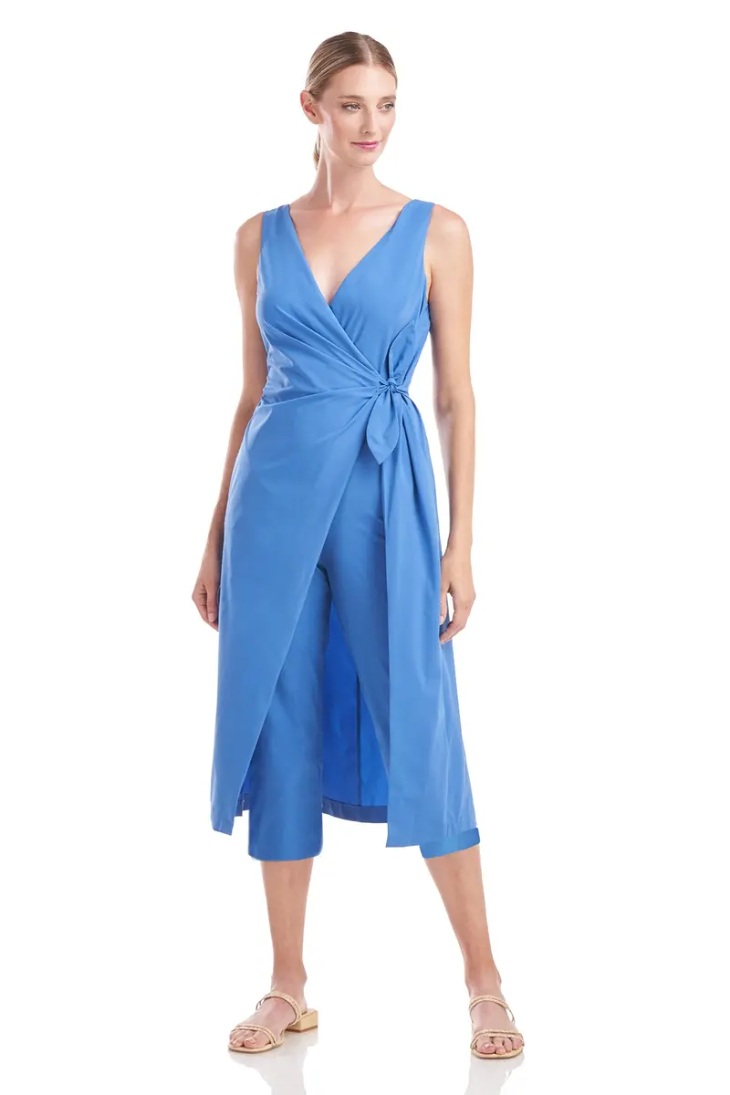 Annie Wrap-Style Stretch Poplin Jumpsuit