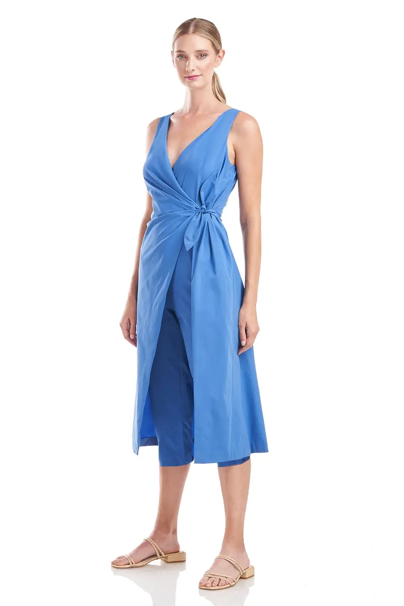 Annie Wrap-Style Stretch Poplin Jumpsuit