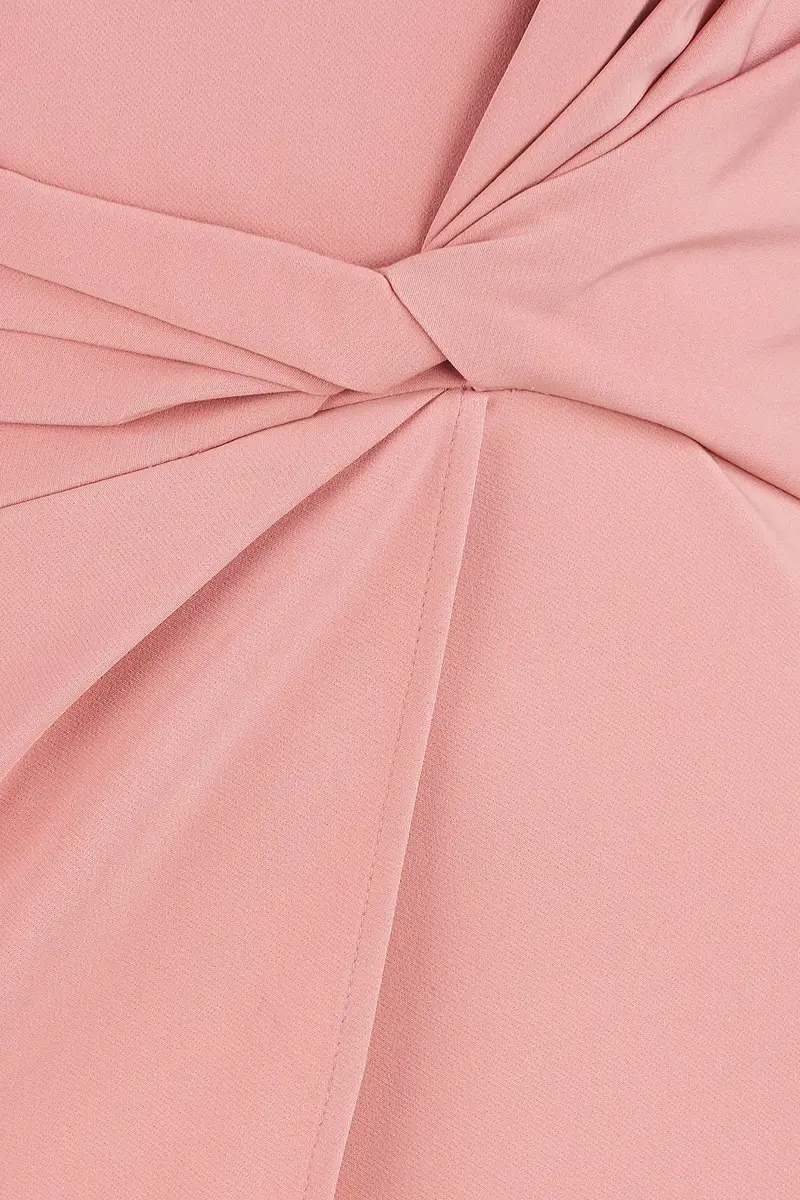 Asymmetrical Neckline Stretch Crepe Midi Dress