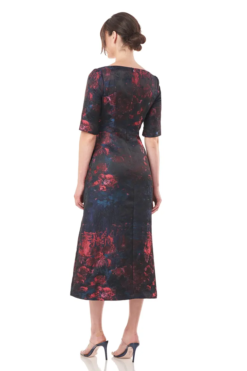 Asymmetrical Tulip-Skirt Tea-Length Dress 2