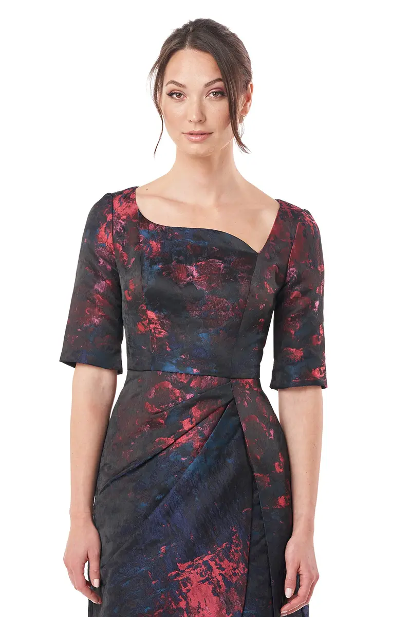 Asymmetrical Tulip-Skirt Tea-Length Dress