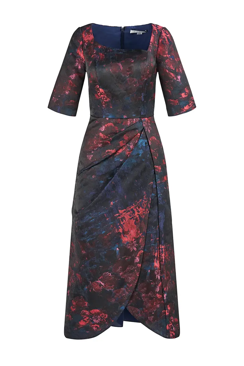 Asymmetrical Tulip-Skirt Tea-Length Dress