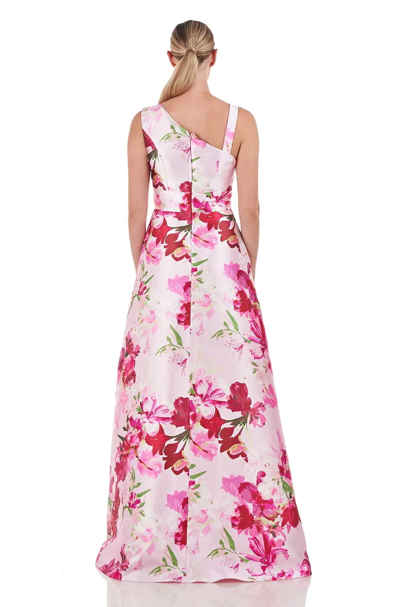 Azalea Print Mikado Flared Walk-Thru Jumpsuit 2