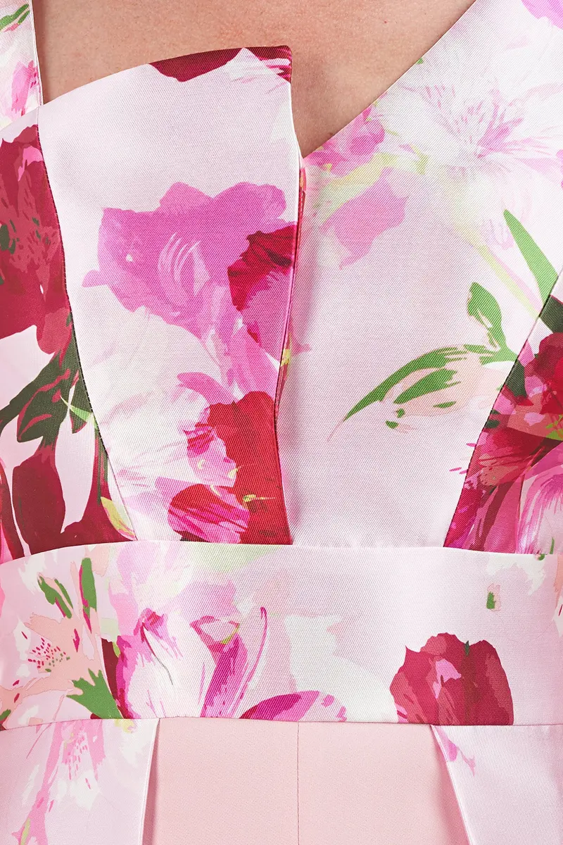 Azalea Print Mikado Flared Walk-Thru Jumpsuit