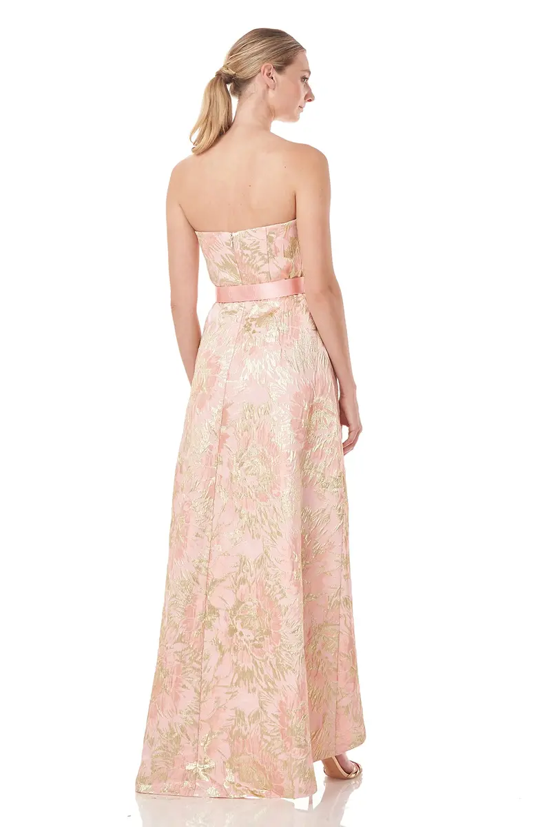 Bella Metallic Floral Hi-Low Evening Gown 2