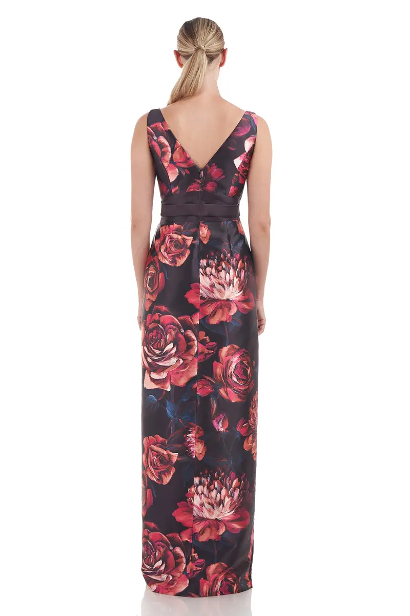 Carina Floral Mikado Column Evening Gown