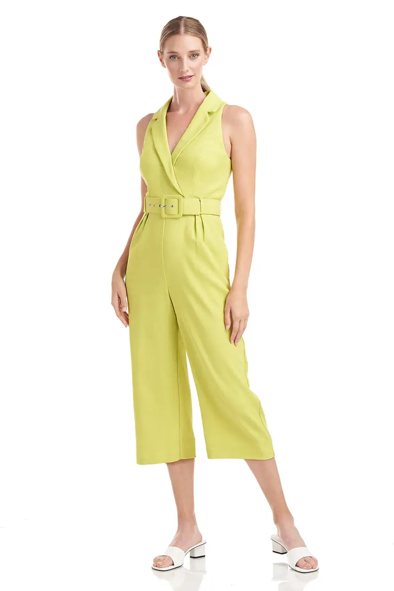Charlene Halter-Neck Stretch Linen Jumpsuit