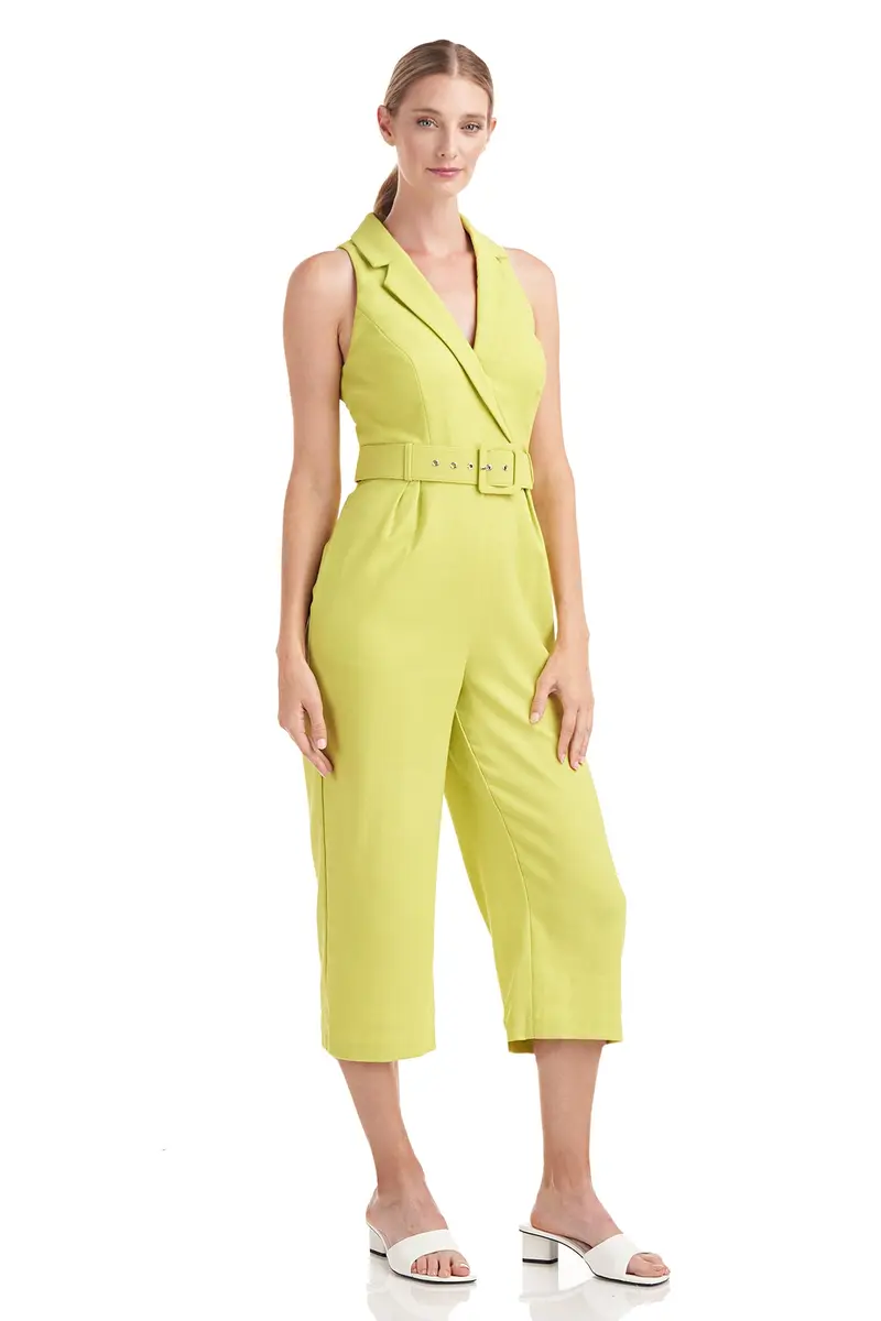 Charlene Halter-Neck Stretch Linen Jumpsuit