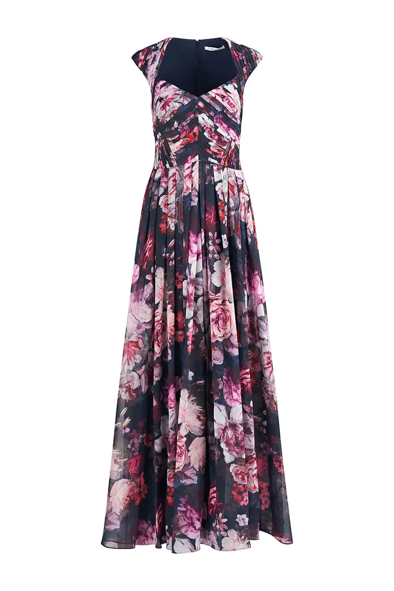 Chiffon V-Neck A-Line Pleated Evening Gown