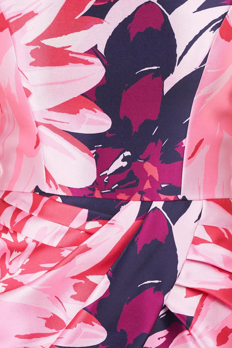 Chrysanthemum Print Mikado Column Gown