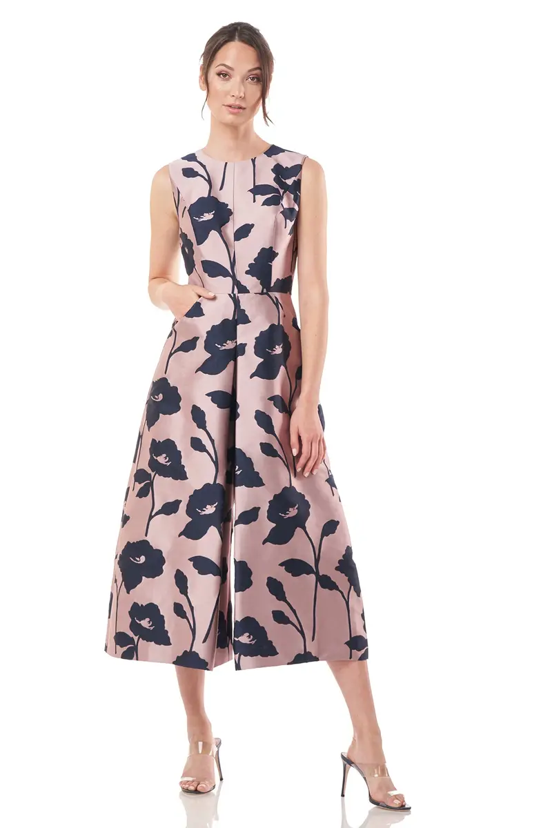 Coty Floral Jacquard Wide-Leg Jumpsuit