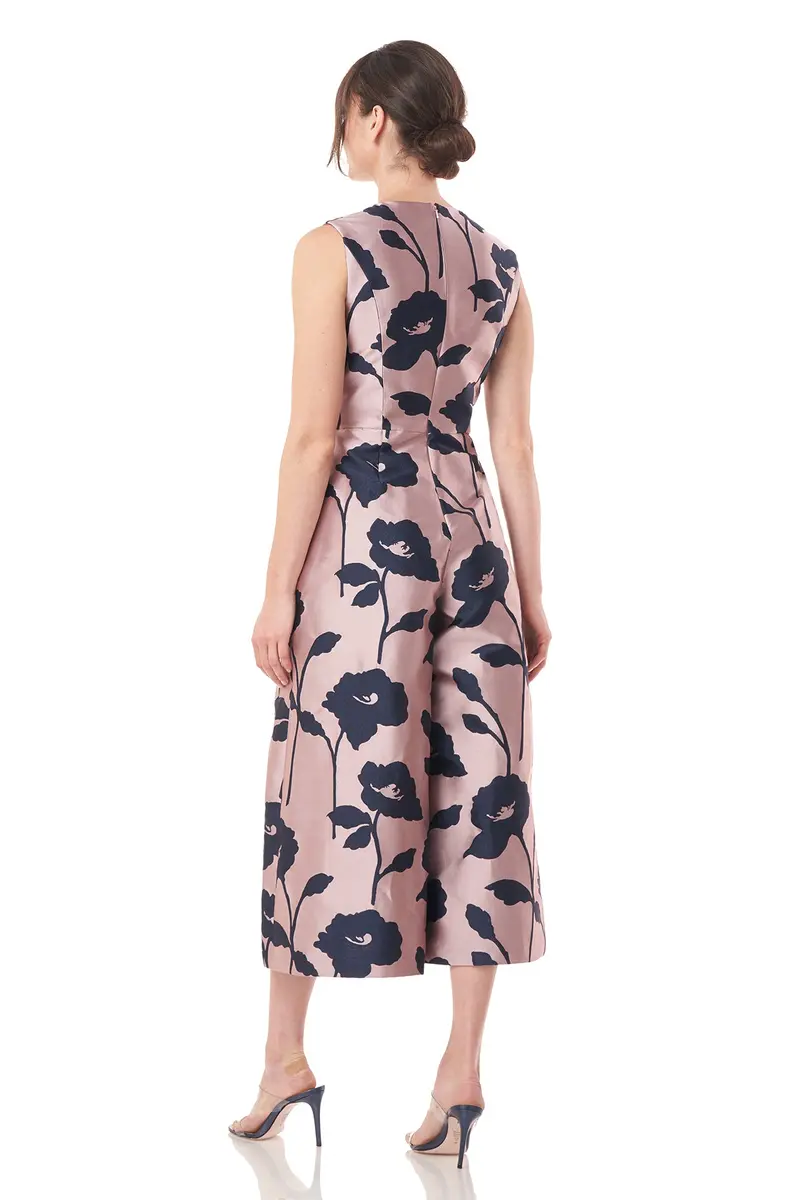 Coty Floral Jacquard Wide-Leg Jumpsuit