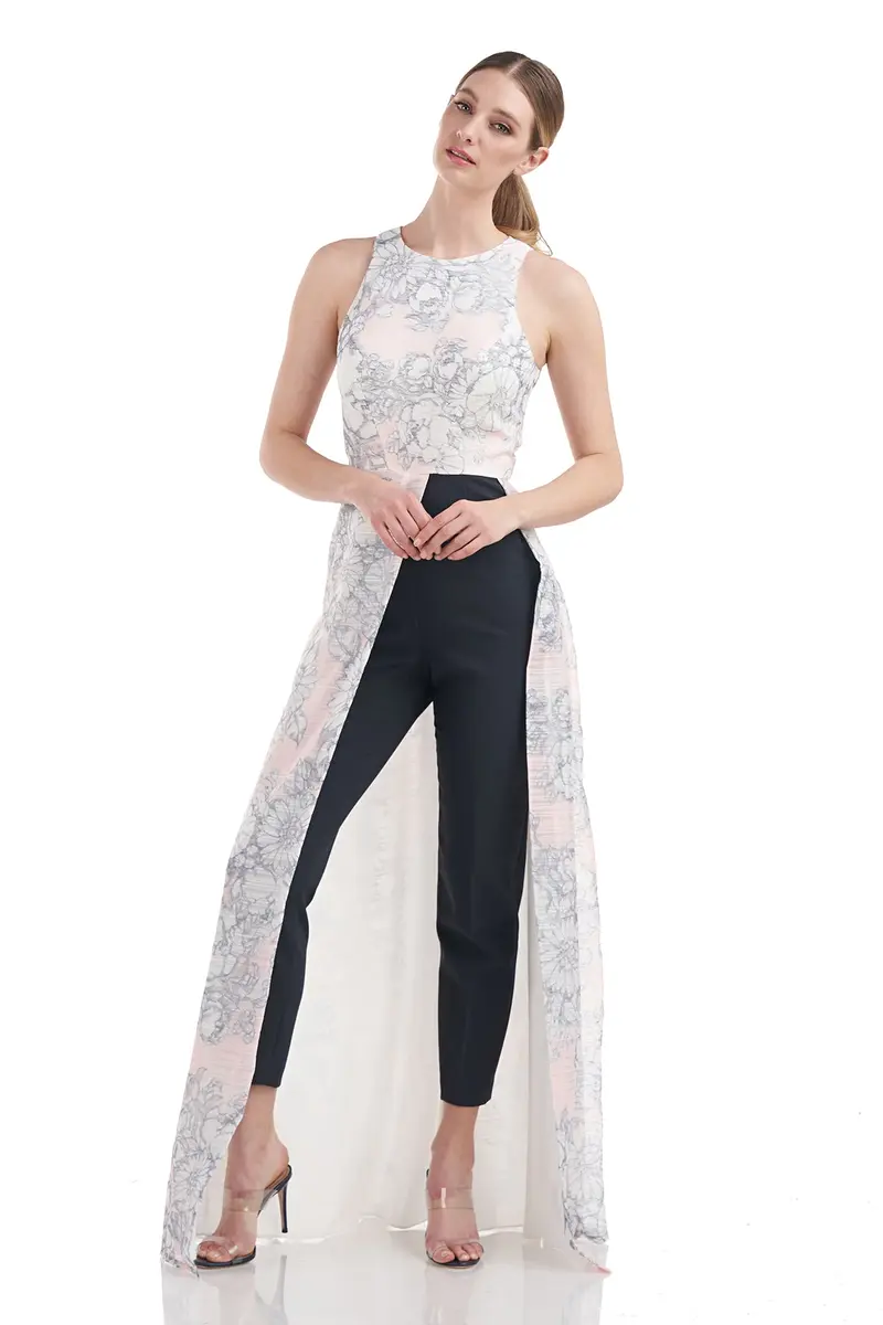 Dakota Floral Embroidered Organza Walk-Thru Jumpsuit