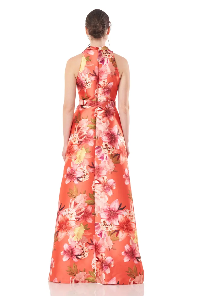 Dana Asymmetrical Walk-Thru Jumpsuit in Printed Mikado