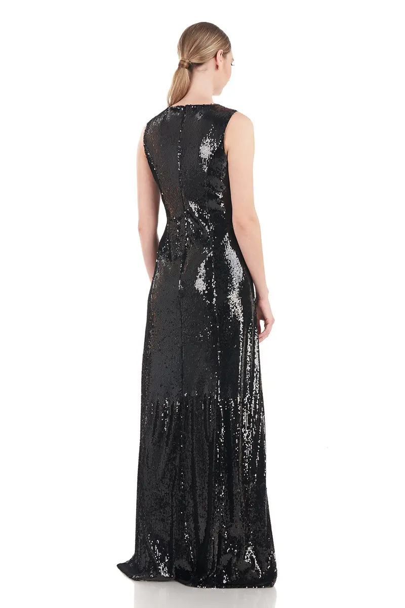 Davina Glossy Asymmetrical Sequin Jumpsuit