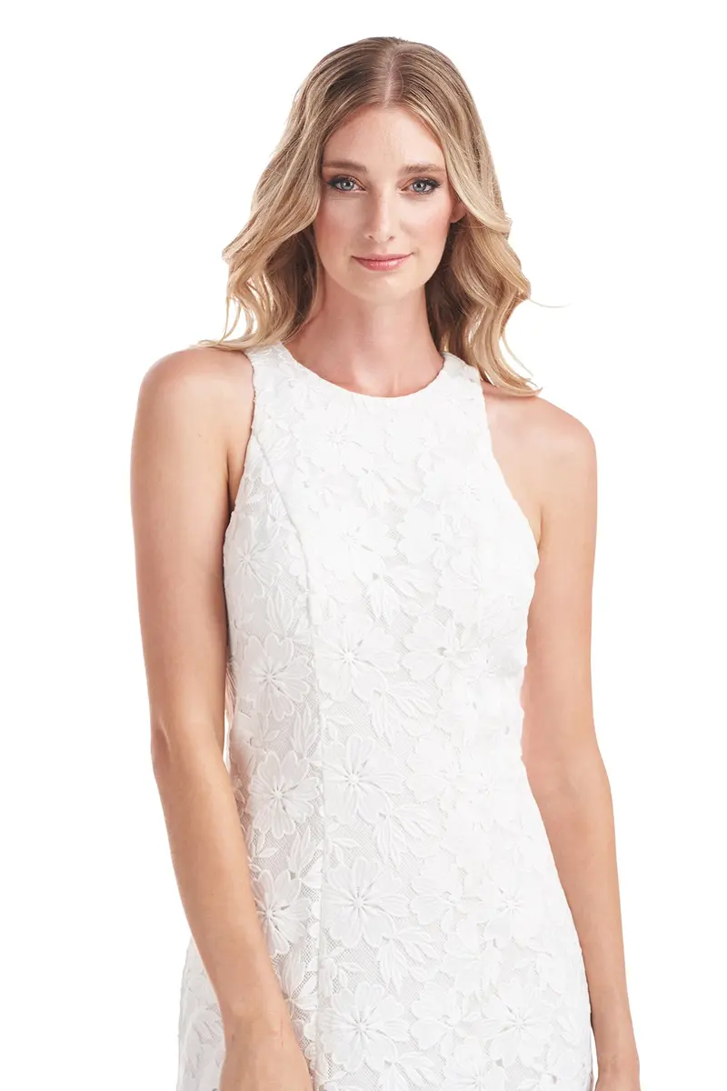 Elegant Floral Lace Halter Gown