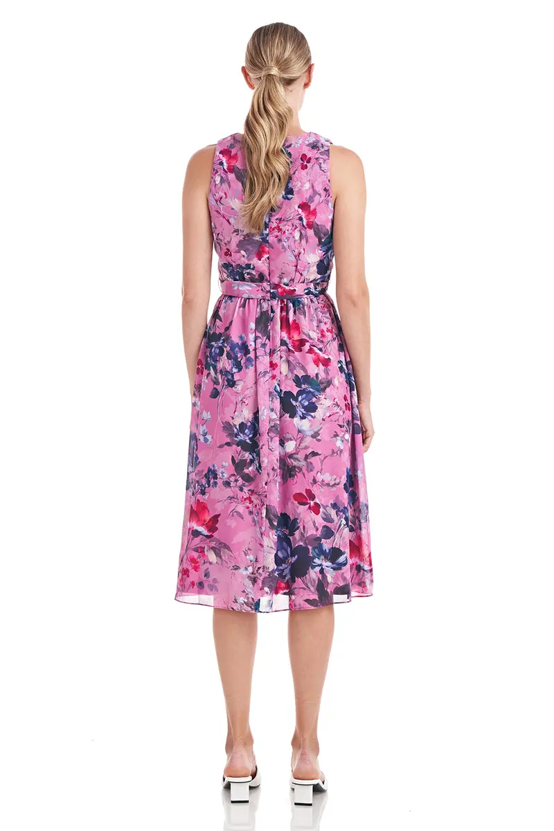 Ellen Pleated V-Neck Chiffon Midi Dress 2