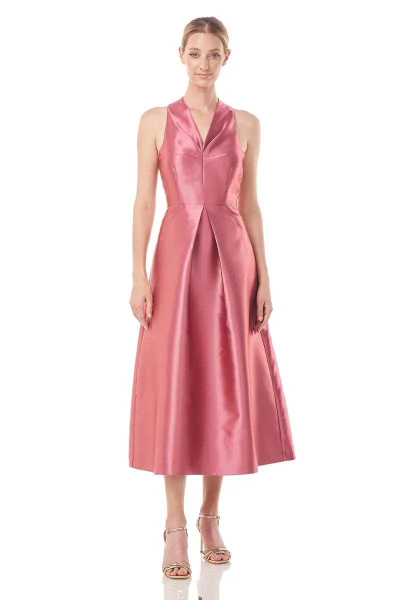 Elliott Pleated Fit-and-Flare Tea Dress