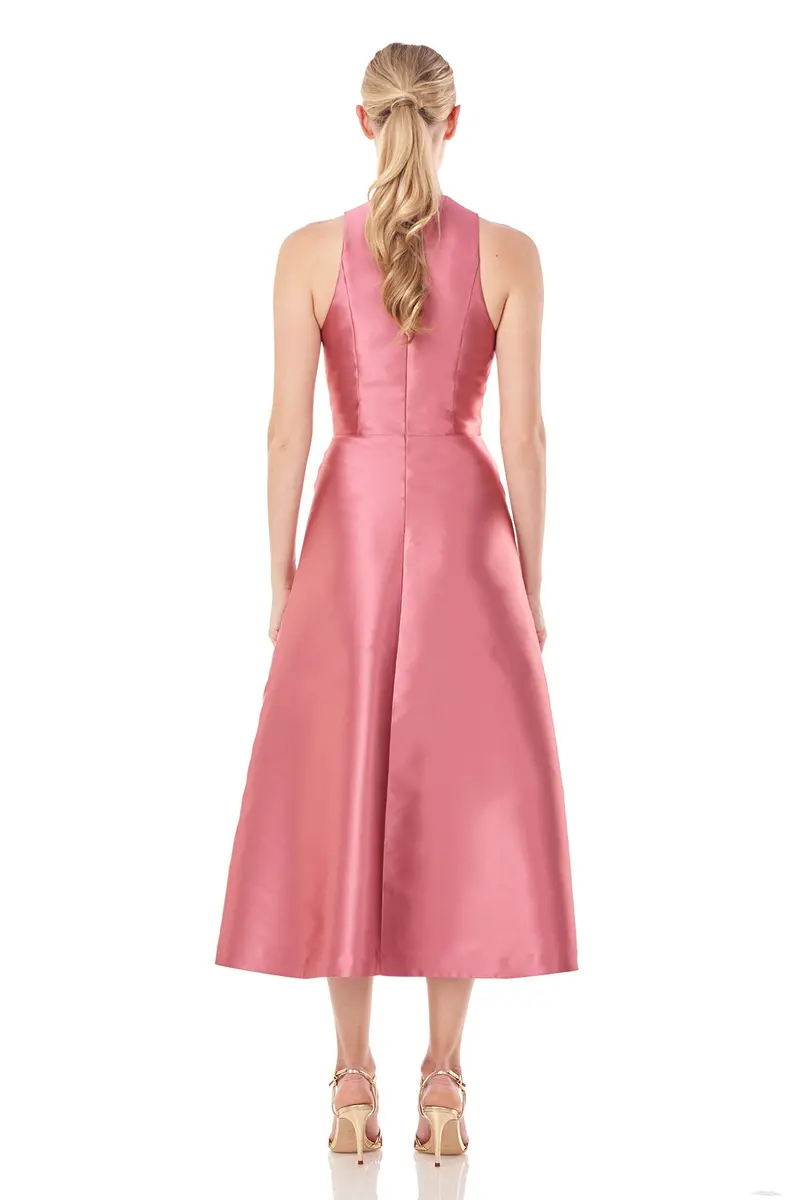 Elliott Pleated Fit-and-Flare Tea Dress