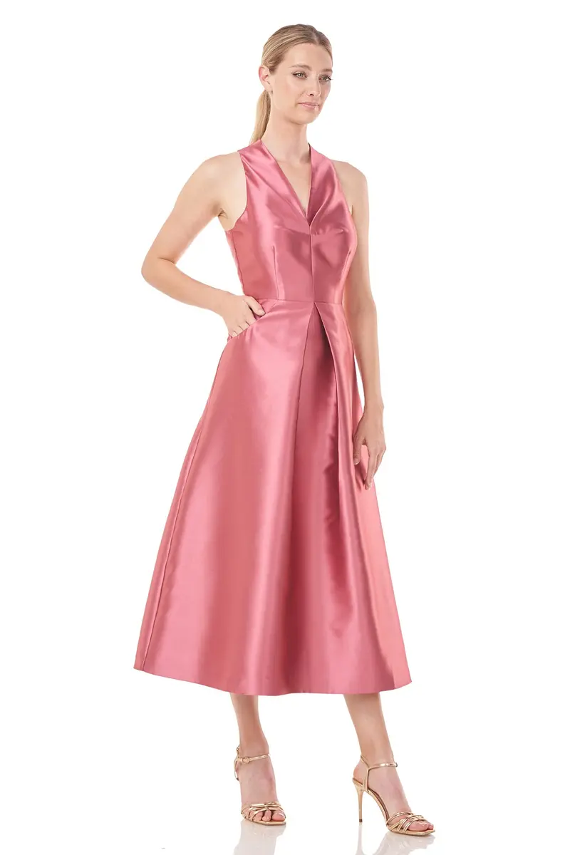 Elliott Pleated Fit-and-Flare Tea Dress