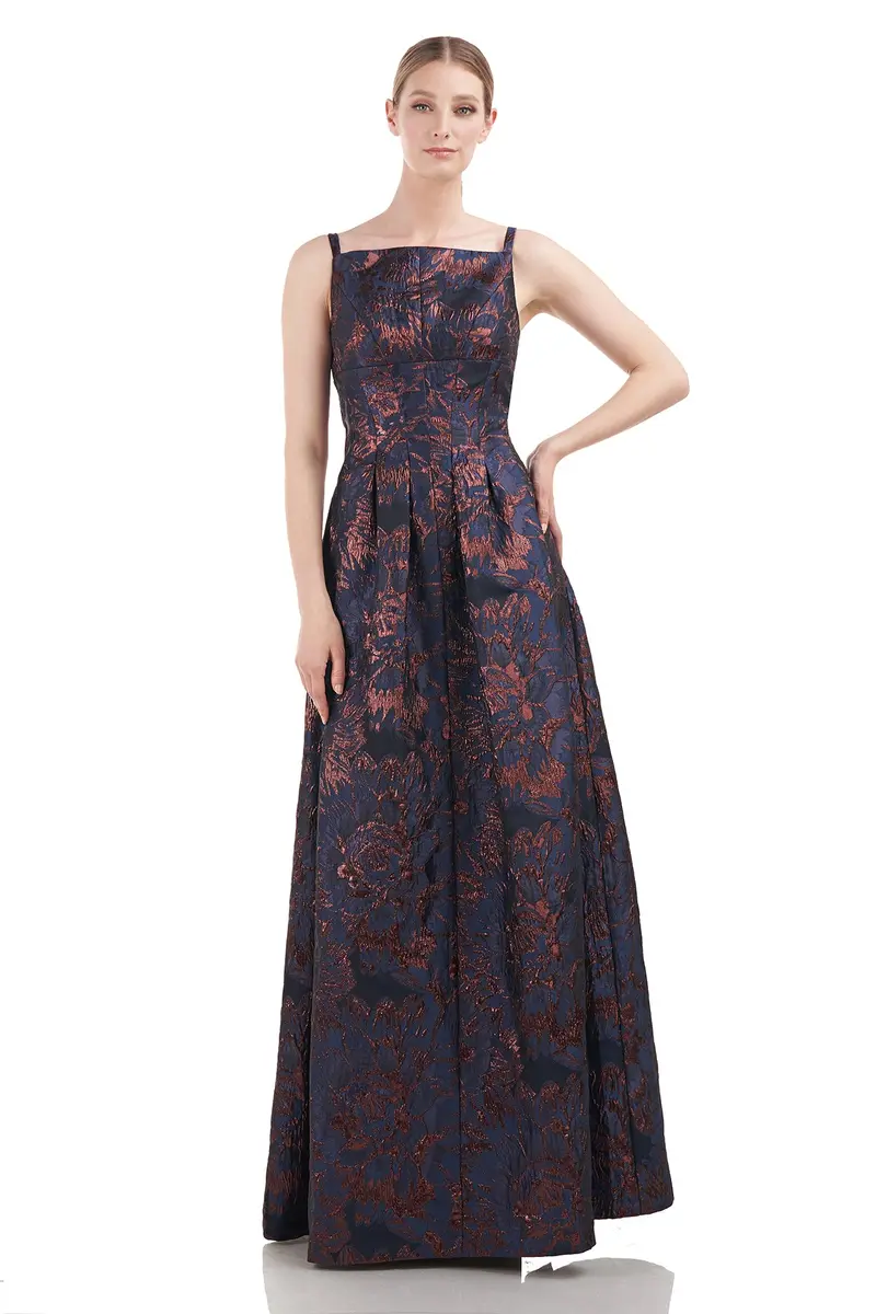Emeline Abstract Floral A-Line Gown