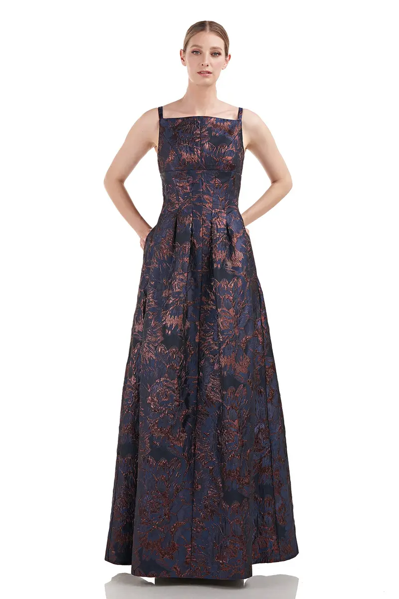 Emeline Abstract Floral A-Line Gown