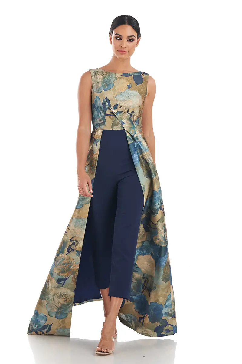 Emiliana Organza Pleated Jumpsuit with Skinny Leg