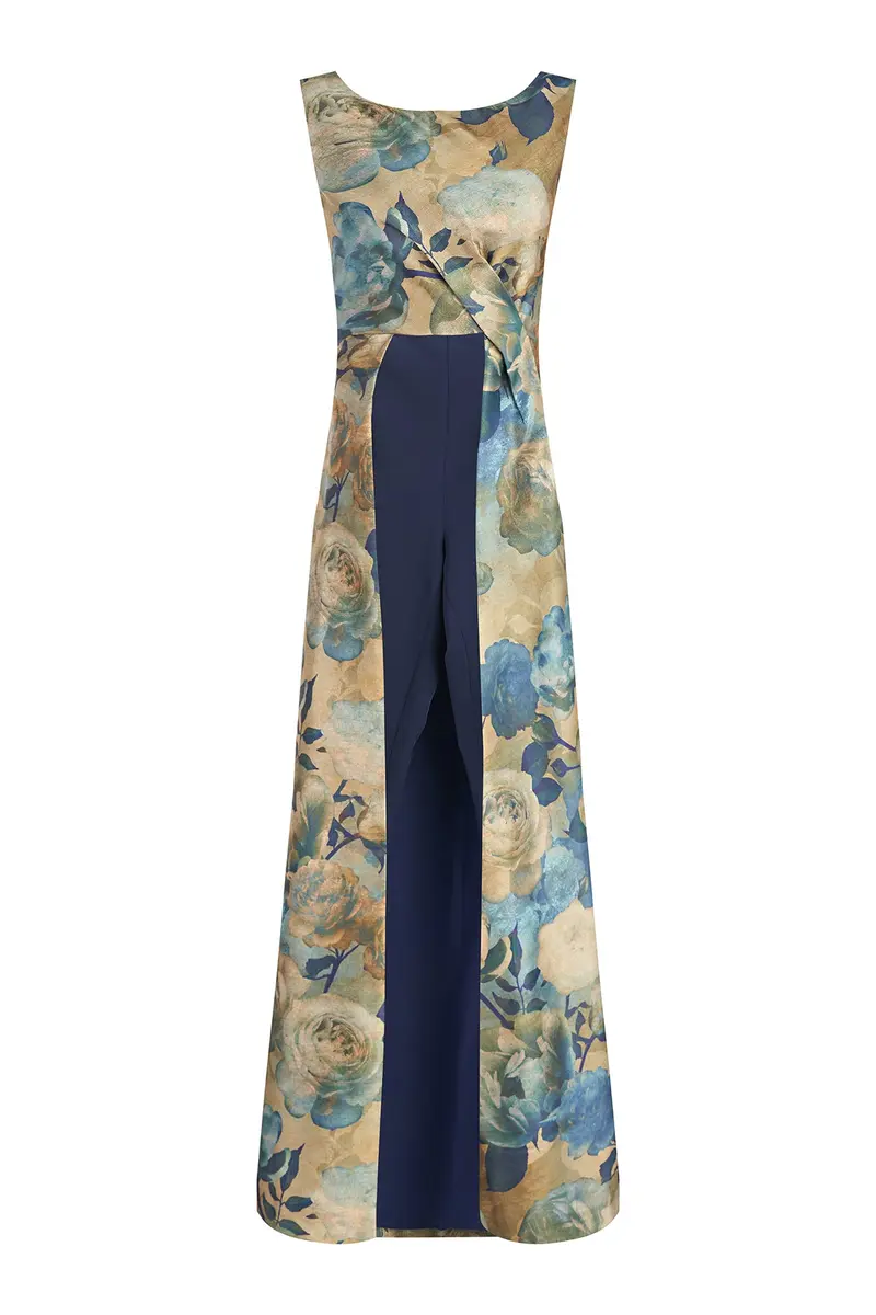 Emiliana Organza Pleated Jumpsuit with Skinny Leg