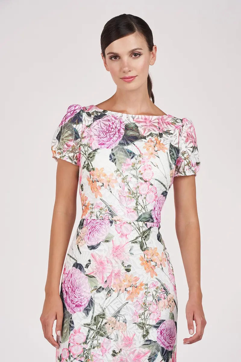 English Garden Lace Tea-Length Dress with Flounce