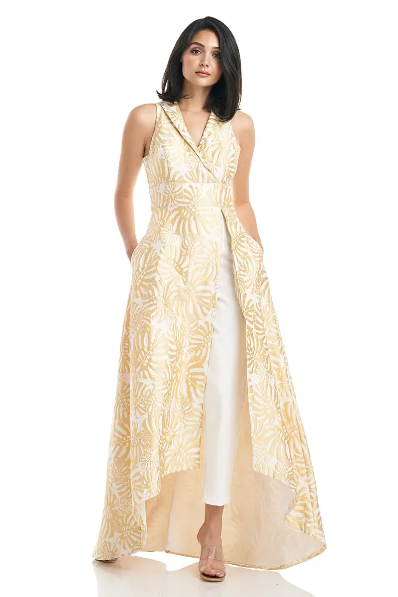 Eugenia Halter-Neck Jacquard Jumpsuit