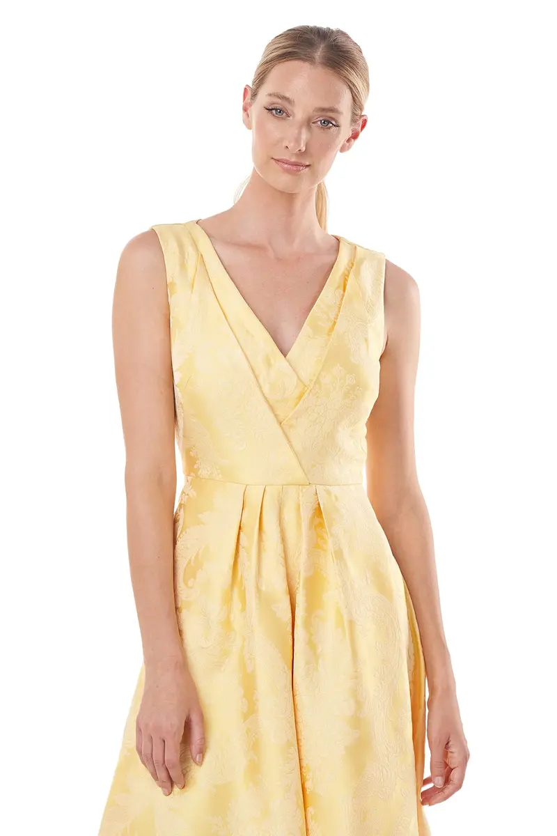 Fiona Asymmetrical Marigold Damask Jacquard Dress
