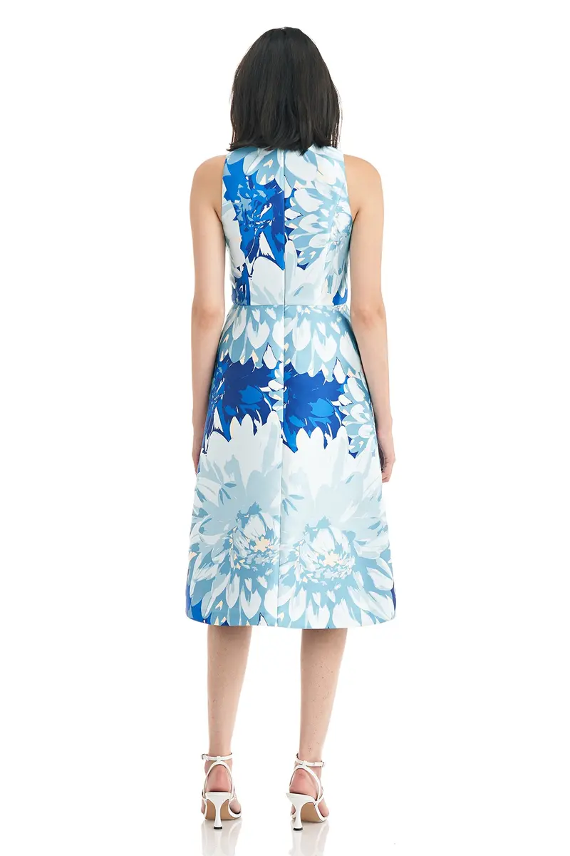 Floral Print V-Neck Pleated Midi Dress 2