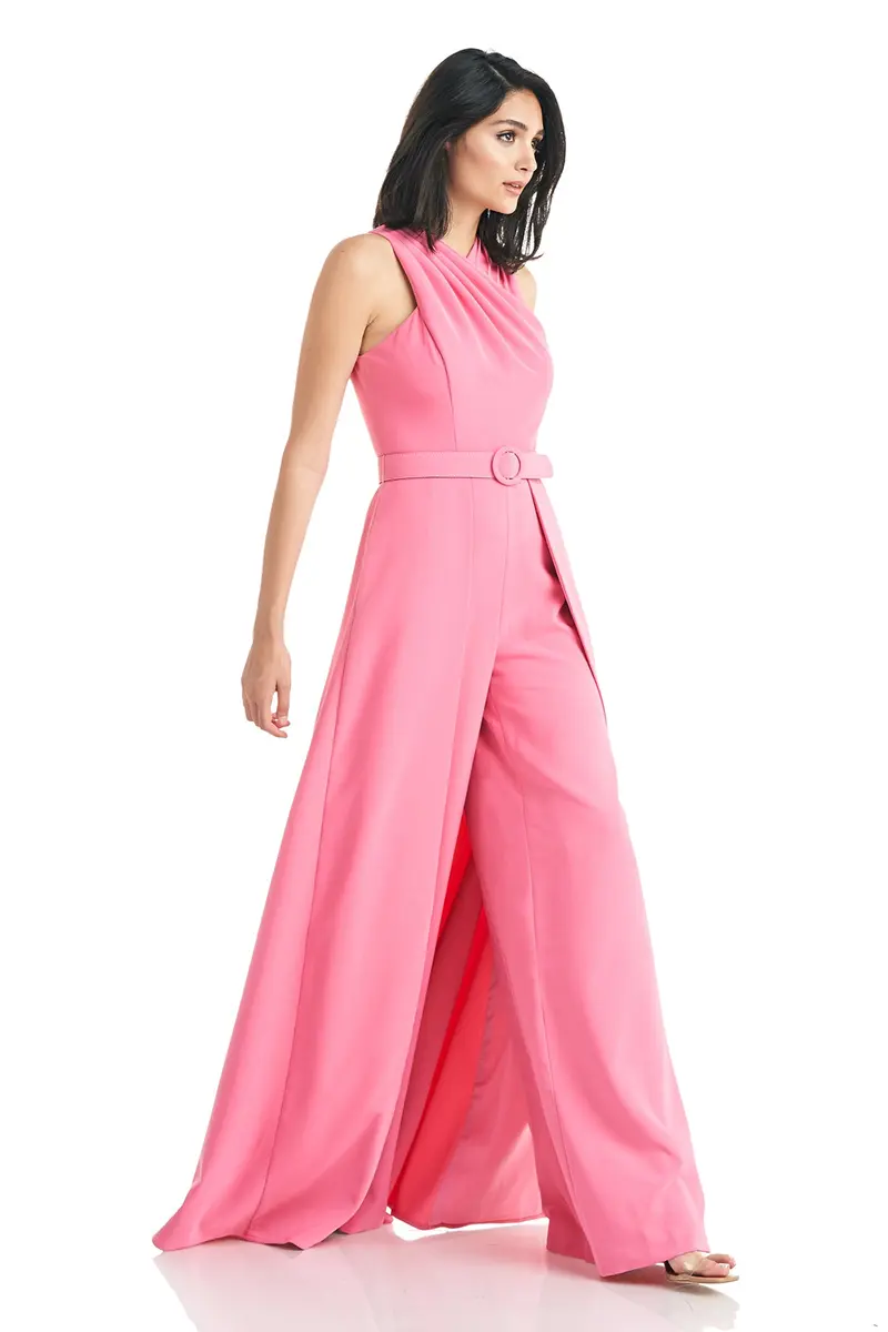 Florence Flared Stretch Jumpsuit with Halter Neck