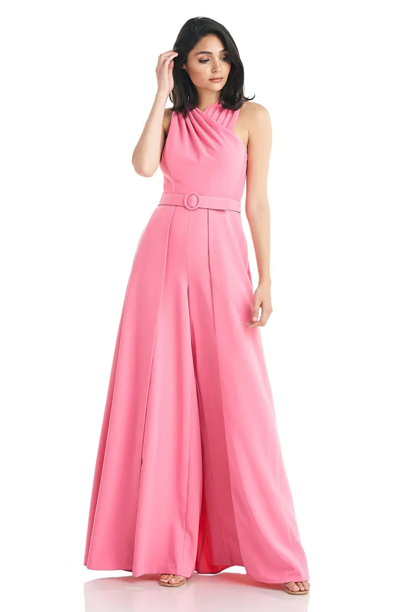 Florence Flared Stretch Jumpsuit with Halter Neck