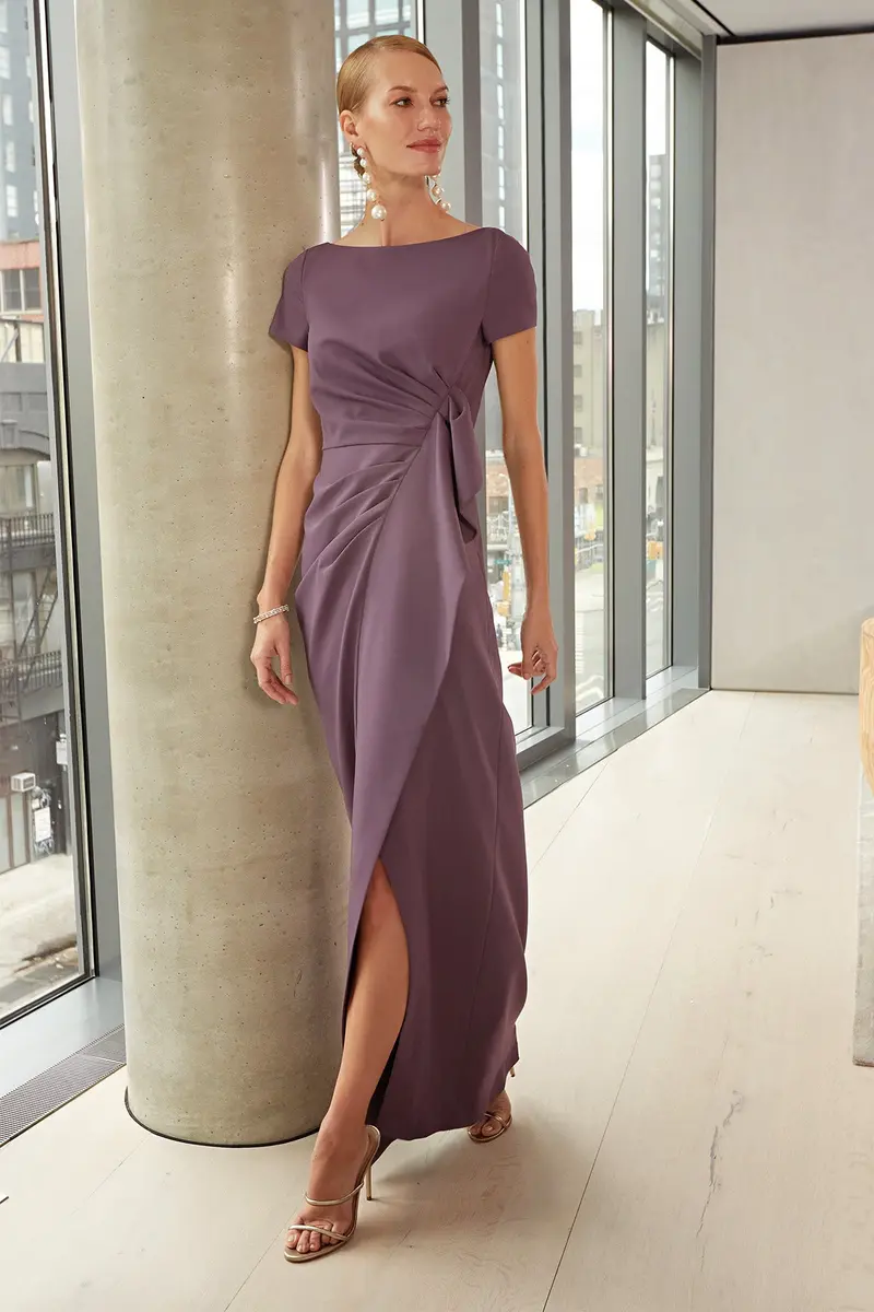 Franca Elegant Stretch Crepe Column Gown