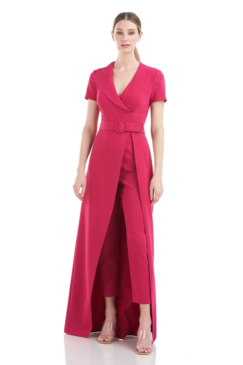 Garcelle Asymmetrical Collar Stretch-Crepe Jumpsuit
